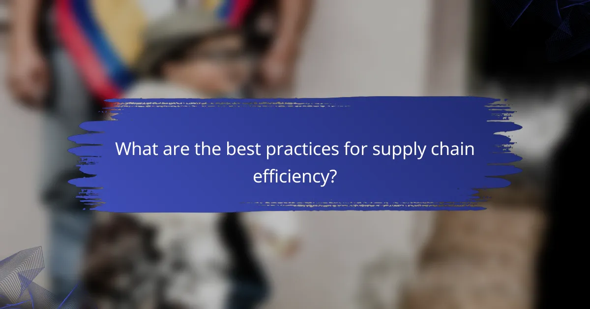 What are the best practices for supply chain efficiency?