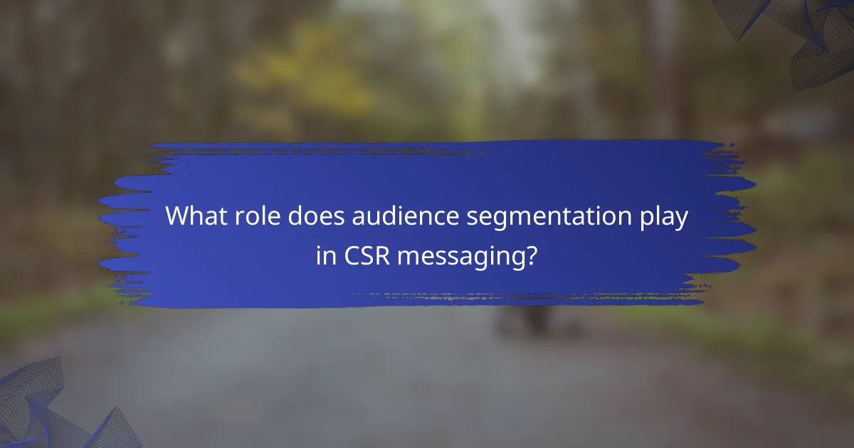 What role does audience segmentation play in CSR messaging?