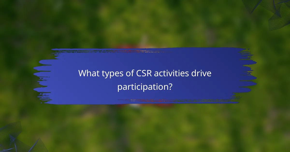 What types of CSR activities drive participation?